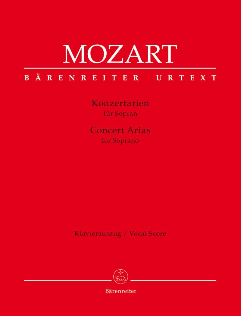 Mozart Concert Arias for Soprano Vocal Score, Urtext Edition, 177 Pages, Barenreiter