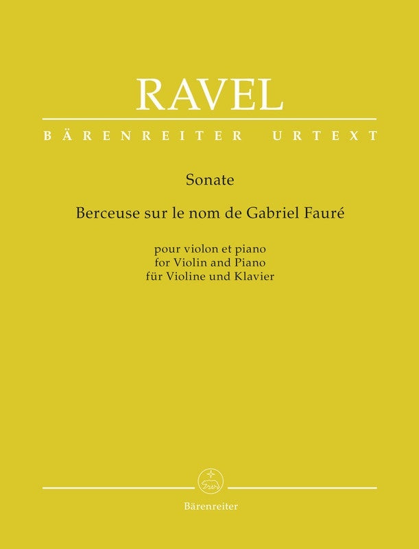 Ravel - Sonata / Berceuse Sur Le Nom De Faure Violin/Piano Softcover Book (Violin)