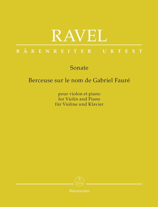 Ravel - Sonata / Berceuse Sur Le Nom De Faure Violin/Piano Softcover Book (Violin)