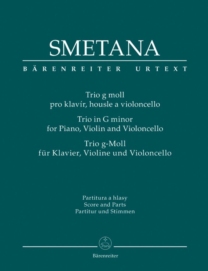 Smetana - Piano Trio in G Minor SC/PTS, Urtext Edition for Piano, Cello, Violin, 106 Pages, Barenreiter