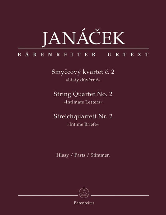 Janacek String Quartet No. 2 "Intimate Letters" Parts for Cello and Viola, Urtext Edition, 60 Pages, Published by Barenreiter