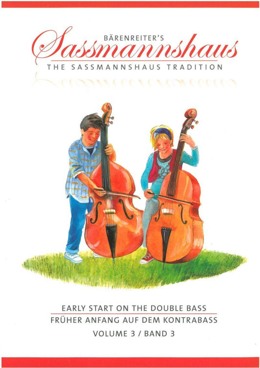 Early Start on the Double Bass Volume 3 by Barenreiter, 64 Pages, Method for Beginners, Sassmannshaus Tradition