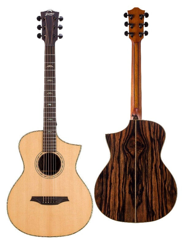 Bromo BAR5CE Rocky Mountain Series Left Handed All Solid Concert Electric Acoustic Guitar with Gig Bag — view 2