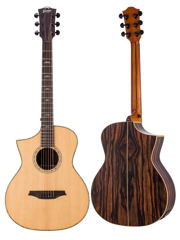 Bromo BAR5CE Rocky Mountain Series Left Handed All Solid Concert Electric Acoustic Guitar with Gig Bag — view 4