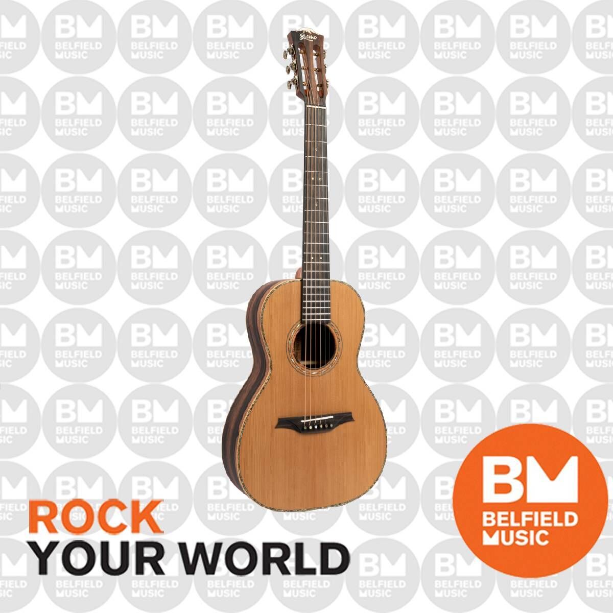 Bromo BAR6E Rocky Mountain Series All Solid Parlor Electric Acoustic Guitar with Gig Bag — view 6