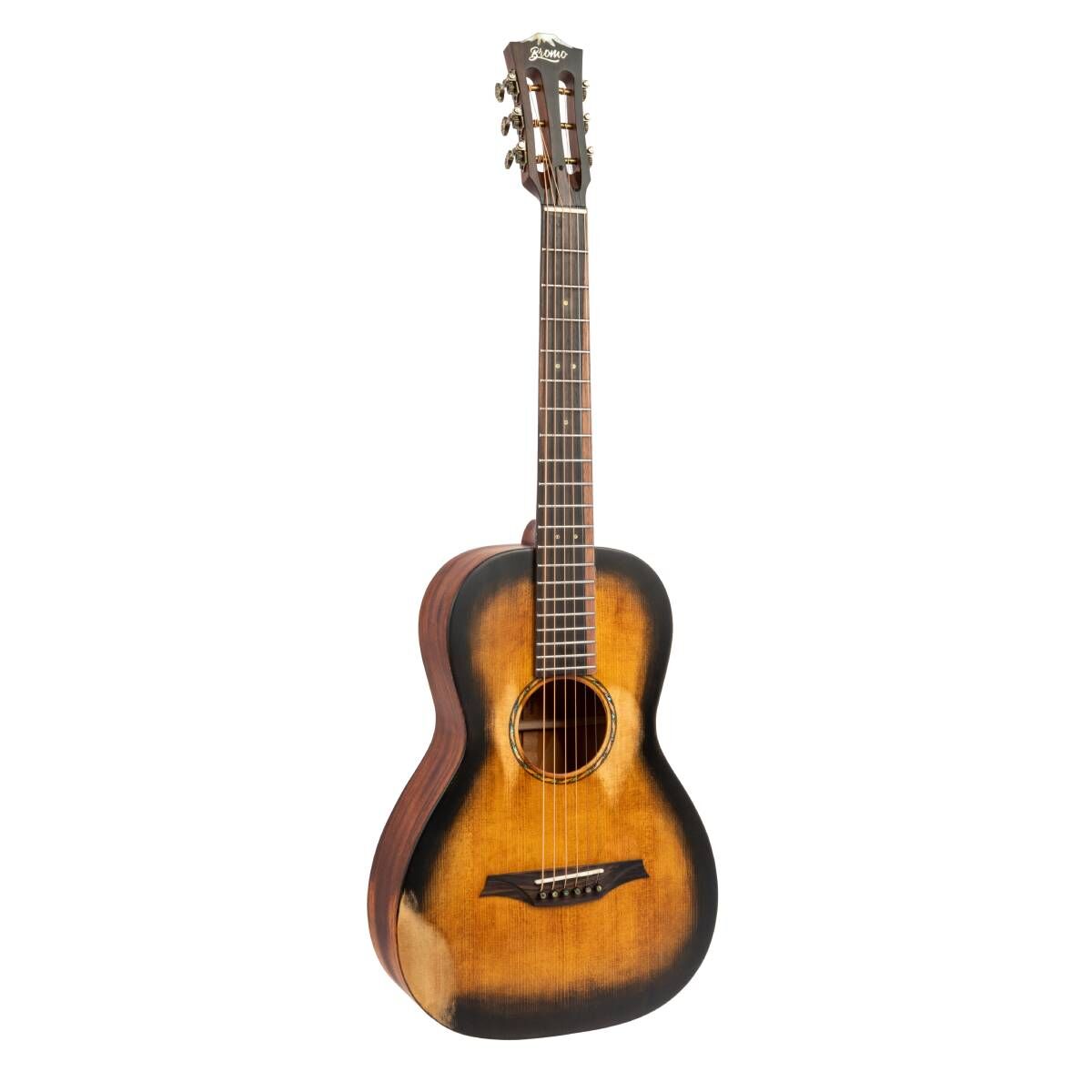 Bromo BAR6HHS Rocky Mountain Series 12th Fret Parlor Acoustic Guitar - All Solid Wood, Retro Vintage Sunburst Finish