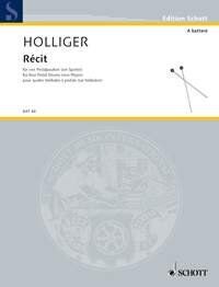 Holliger - Recit for Four Pedal Drums (One Player) - Schott Music - 20 Pages - Percussion