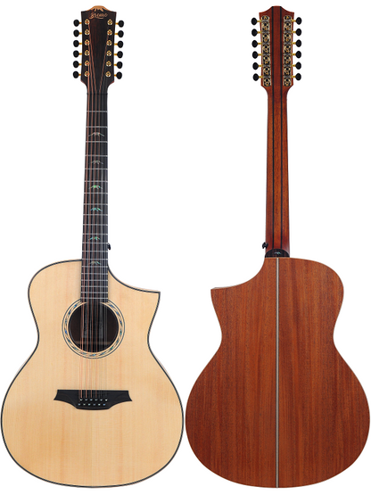Bromo BAT4CE Tahoma Series Electric/Acoustic 12 String Guitar with Dual Pickup System and Florentine Cutaway