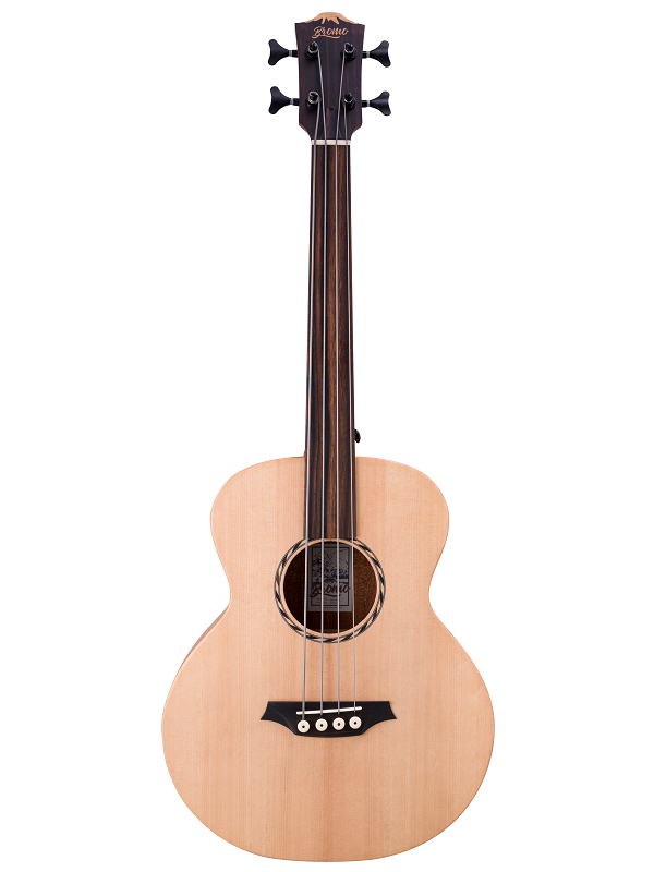 Bromo BAT8E Tahoma Series Mini Jumbo Electric/Acoustic Bass Guitar Fretless Natural Satin with Gig Bag — view 5