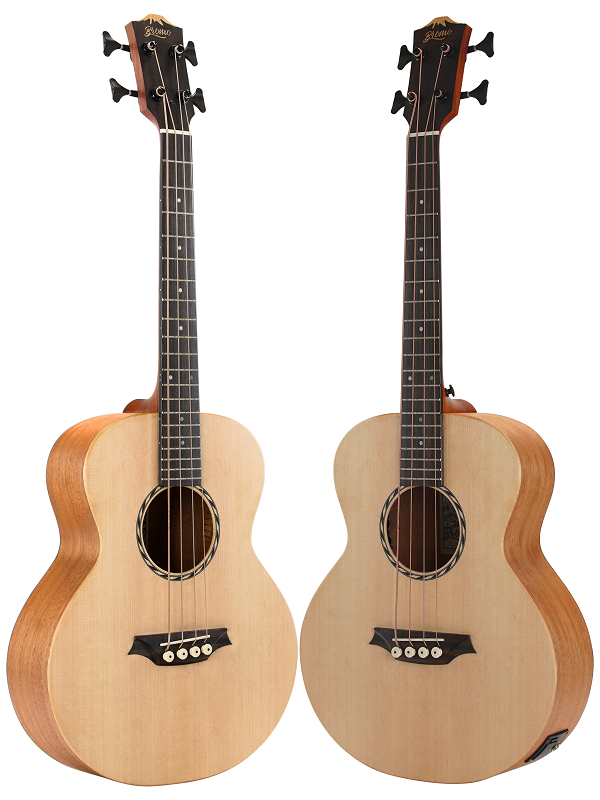 Bromo BAT8E Tahoma Series Mini Jumbo Electric/Acoustic Bass Guitar Fretless Natural Satin with Gig Bag — view 3