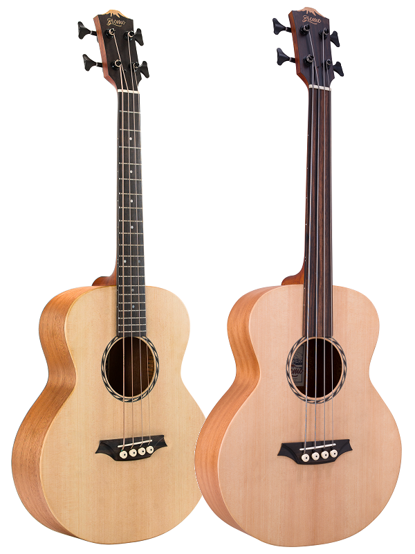 Bromo BAT8E Tahoma Series Mini Jumbo Electric/Acoustic Bass Guitar Fretless Natural Satin with Gig Bag