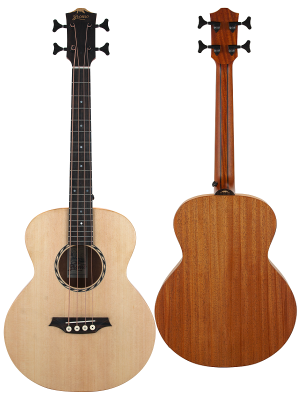 Bromo Tahoma Series Mini Jumbo Electric/Acoustic Bass Guitar, Solid Spruce Top, Mahogany Back, Fishman Sonitone Pickup, Padded Gig Bag Included — view 2