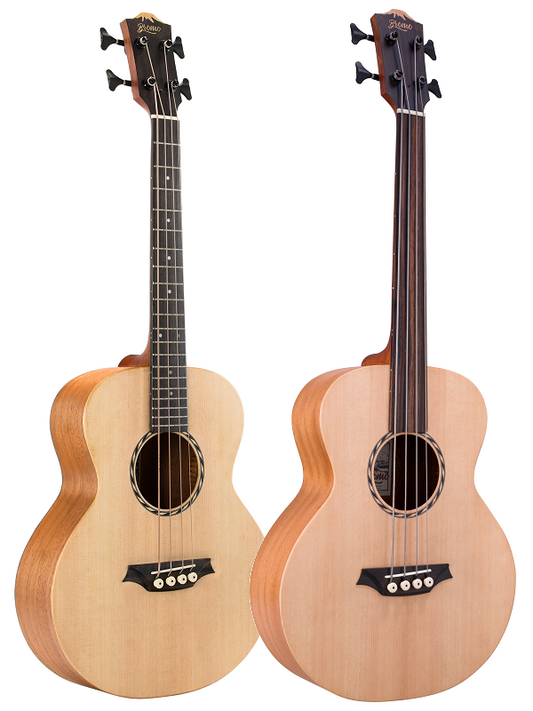 Bromo Tahoma Series Mini Jumbo Electric/Acoustic Bass Guitar, Solid Spruce Top, Mahogany Back, Fishman Sonitone Pickup, Padded Gig Bag Included