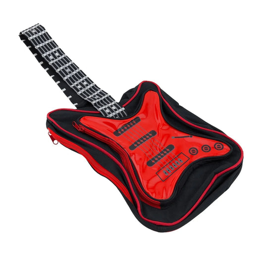 Big Band Kids Guitar Bag - Red and Black, Nylon, Adjustable Strap, Two Compartments, 300mm x 230mm x 100mm