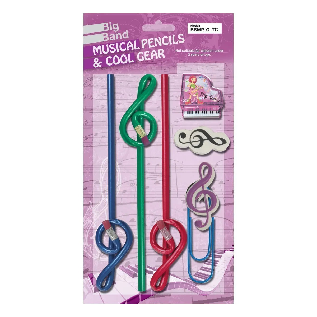 Big Band BBMP-G-TC Treble Clef Pencil Set - Pink