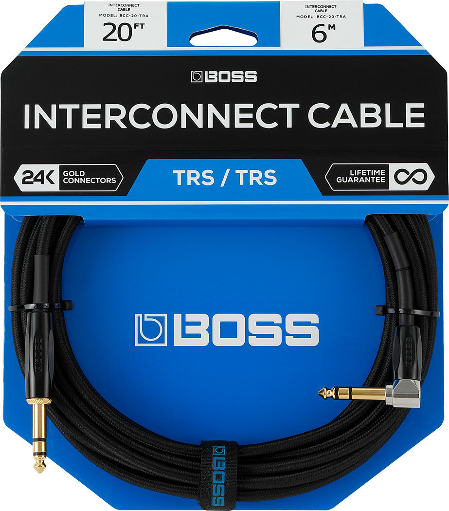BOSS BCC-20-TRA 20ft TRS Footswitch Cable - 1/4" Angled to 1/4" TRS, Heavy-Duty, Ideal for GA-FC Foot Controller Connections — view 3