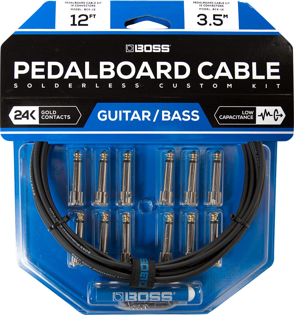 BOSS BCK-12 Pedalboard Cable Kit - 12 Connectors, 12ft Solderless Cable, Compact Design for Easy Assembly — view 3