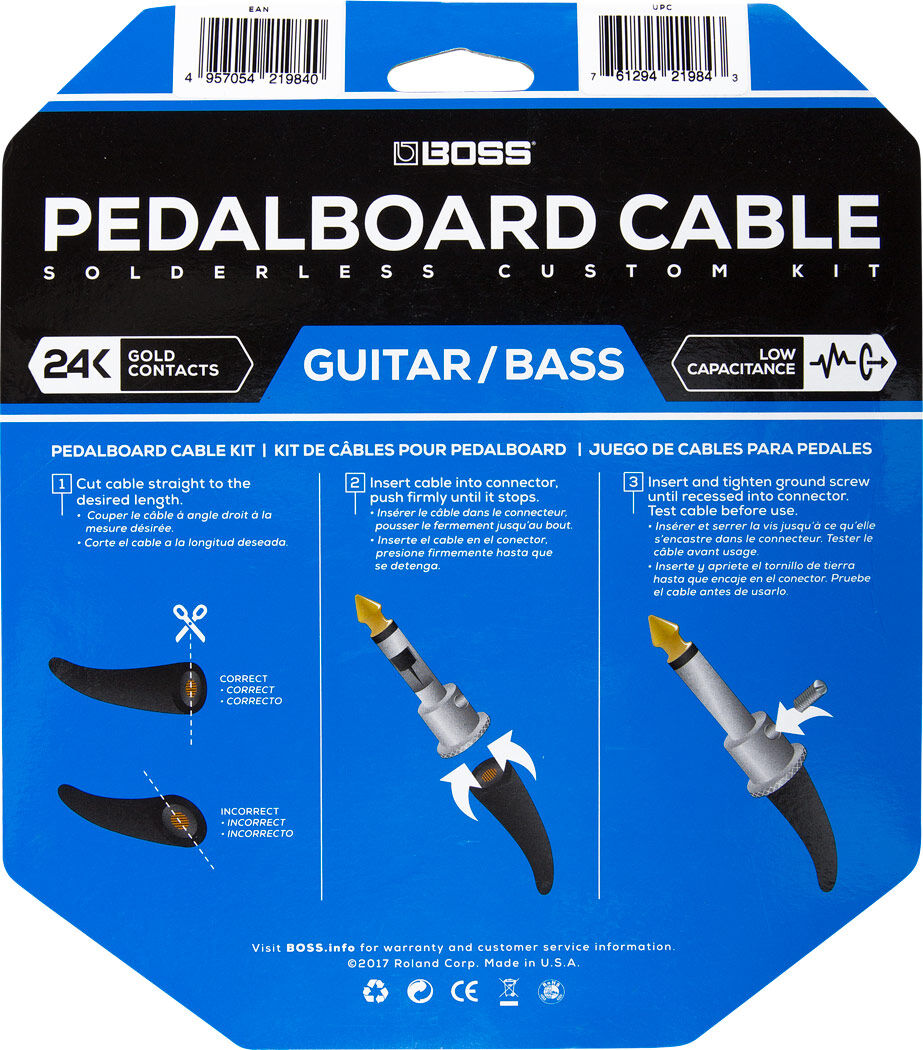 BOSS BCK-12 Pedalboard Cable Kit - 12 Connectors, 12ft Solderless Cable, Compact Design for Easy Assembly — view 4