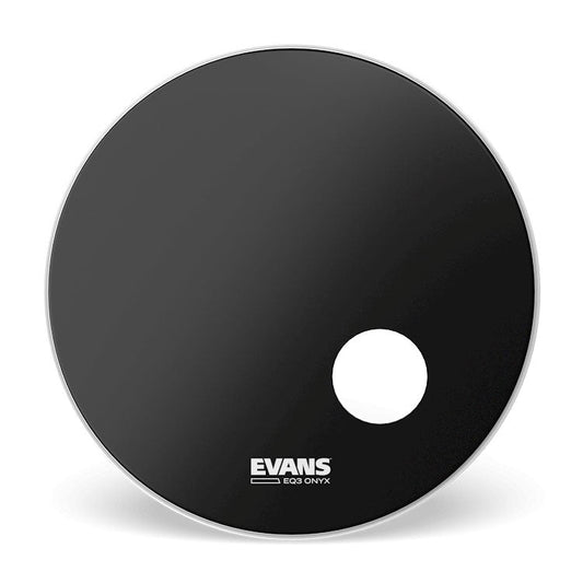 Evans EQ3 Onyx 20" Bass Drum Head Resonant with 5" Mic Port