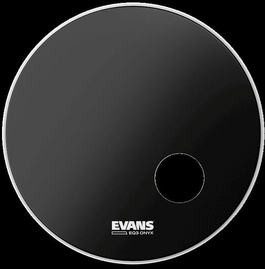 Evans 24 Inch EQ3 Resonant Bass Drum Head with 5" Mic Port and Black Onyx Coating