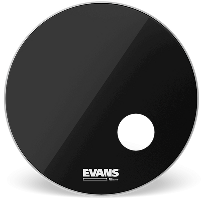 Evans 26 Inch Bass Drum Head Resonant Black with 5" Mic Port