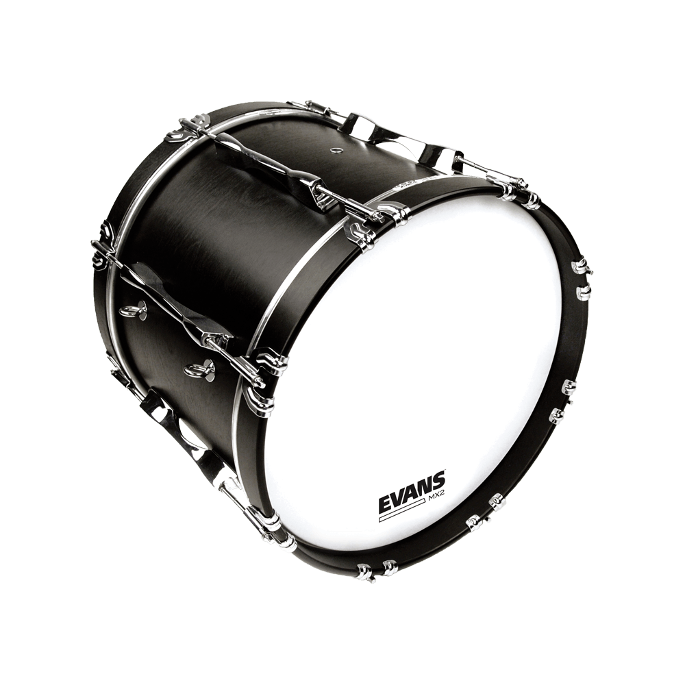28 Inch Evans MX2 White Marching Bass Drum Head — view 2