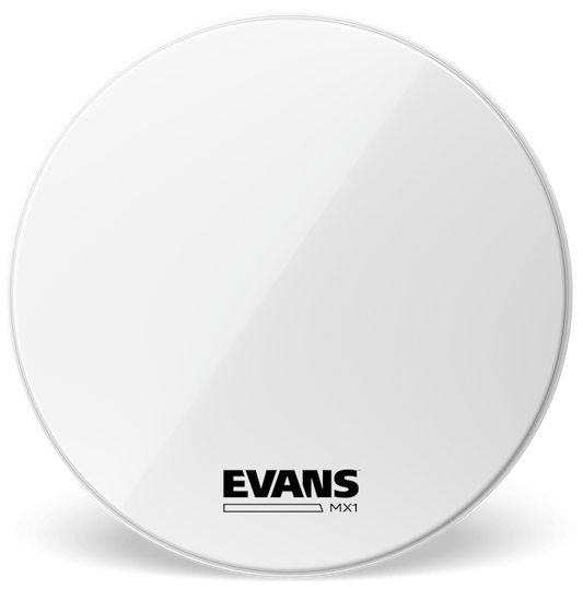 Evans 30 Inch White Marching Bass Drum Head MX1 with Dampening System