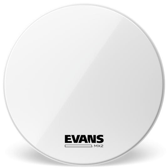 Evans 30 Inch MX2 White Marching Bass Drum Head with Two Plies and Modular Dampening System