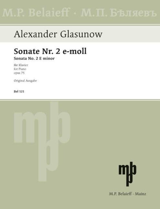 Glazunov - Sonata No 2 E Minor Op 75 Piano (Softcover Book)