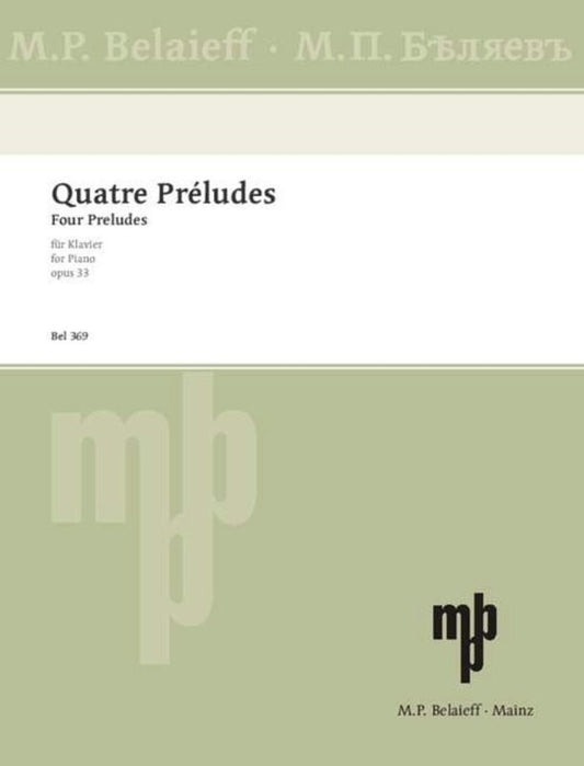Scriabin - 4 Preludes Op 33 For Piano (Softcover Book)
