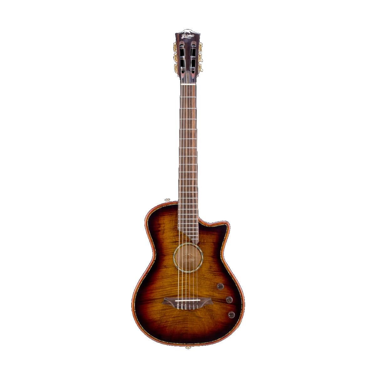 Bromo BEN2C Fusion Craft Series Electric Nylon String Classical Guitar 3-Tone Sunburst with Pickup & Cutaway