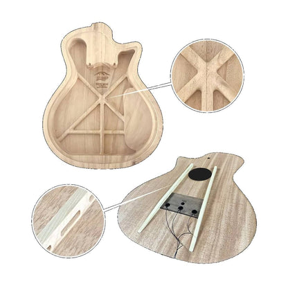 Bromo BEN2C Fusion Craft Series Electric Nylon String Classical Guitar 3-Tone Sunburst with Pickup & Cutaway — view 6