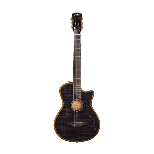 Bromo BEN2C Fusion Craft Series Electric Nylon String Classical Guitar Trans Black with Pickup & Cutaway