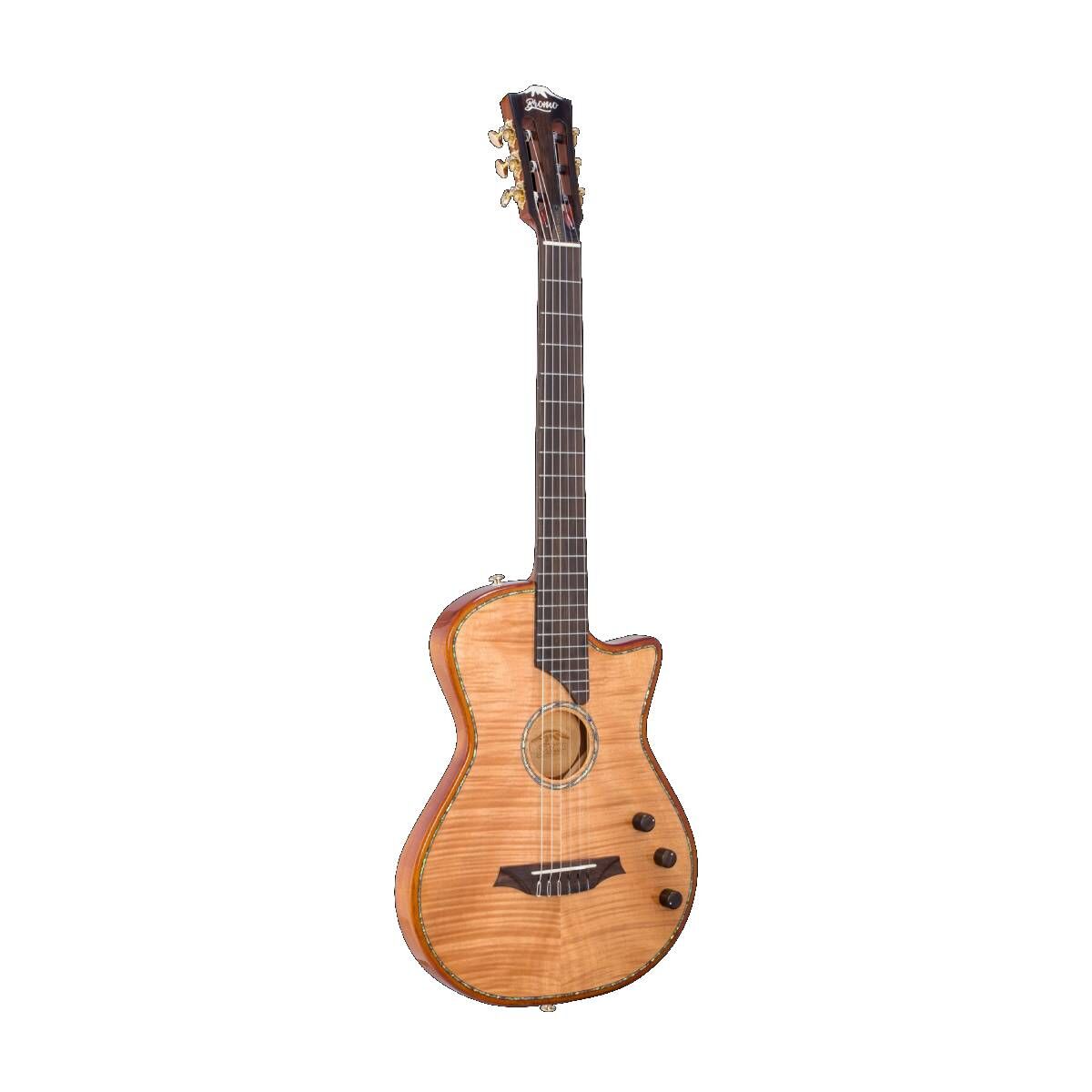 Bromo BEN2C Fusion Craft Classical Nylon Guitar with Pickup & Cutaway, Solid Spruce Top, Mahogany Body, Ergonomic Design, Dual Pickup System — view 3