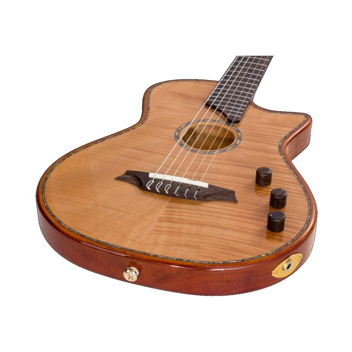 Bromo BEN2C Fusion Craft Classical Nylon Guitar with Pickup & Cutaway, Solid Spruce Top, Mahogany Body, Ergonomic Design, Dual Pickup System — view 4
