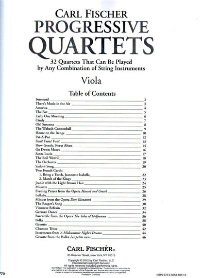Progressive Quartets for Strings - Viola by Doris Gazda, 48 Pages, String Quartet, Published by Carl Fischer — view 4