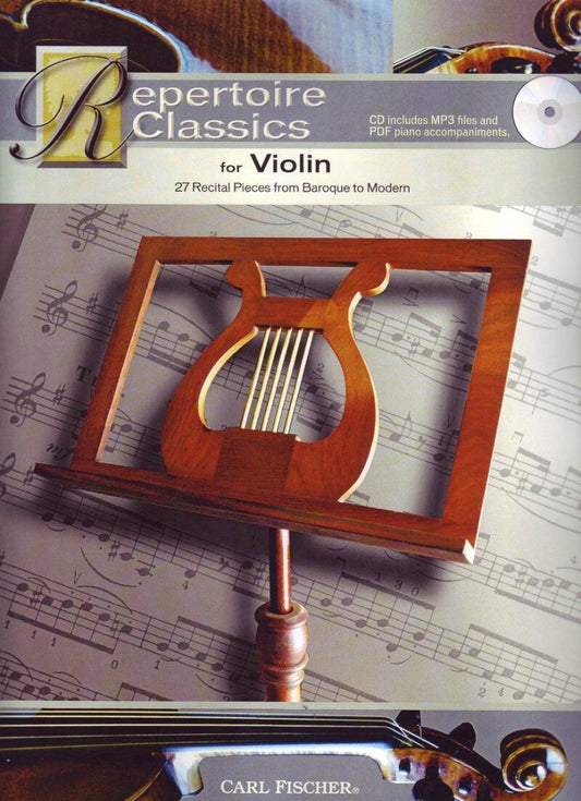 Repertoire Classics for Violin BK/CD by Carl Fischer - 48 Pages, Includes MP3 Accompaniments and PDF Parts, Grade 2-5 Solos