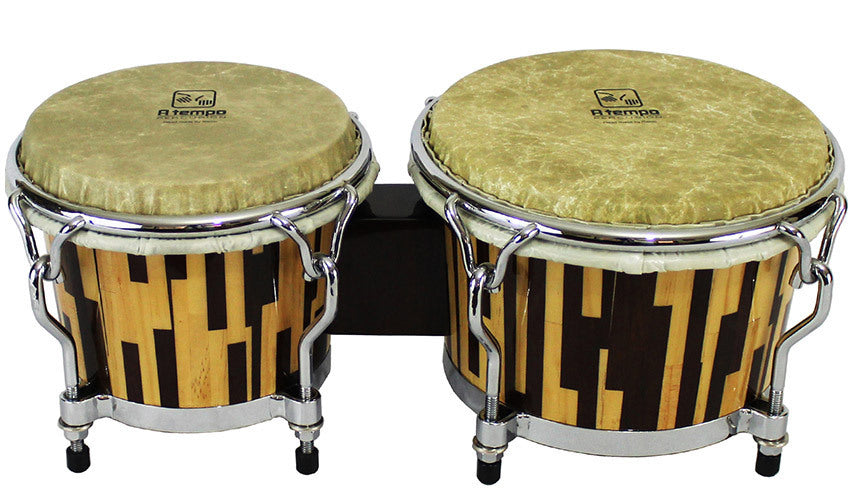 A Tempo 7 & 8-1/2" Jaspe Dos Tonos Bongos in Natural Woodblock Design