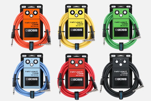 BOSS BIC-10A-BK 10ft Instrument Cable - Black, Straight to Right-Angle 1/4" Connectors, Tone Preserving Performance