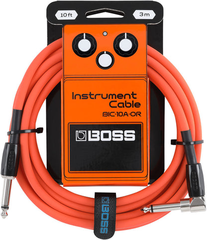 BOSS BIC-10A-BK 10ft Instrument Cable - Black, Straight to Right-Angle 1/4" Connectors, Tone Preserving Performance — view 3