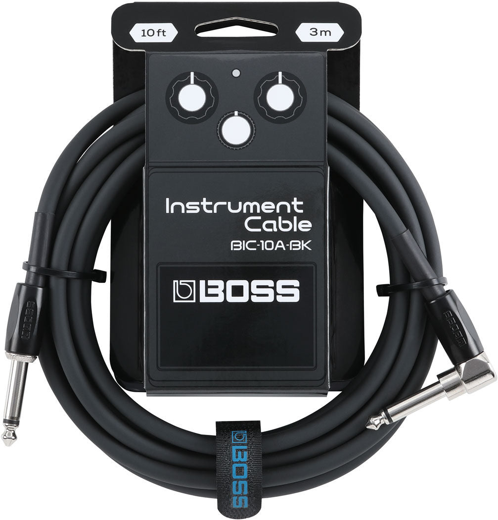 BOSS BIC-10A-RD 10ft Instrument Cable - Straight to Right-Angle 1/4" Connectors, Red — view 2