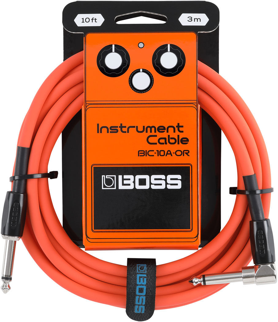 BOSS BIC-10A-YL 10ft Instrument Cable - Straight to Right-Angle 1/4" Connectors, Yellow Finish — view 3