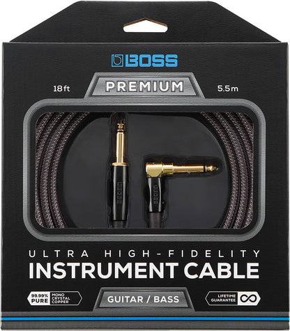 BOSS BIC-P10A Premium 10ft Instrument Cable - High-Fidelity with Straight to Right-Angle 1/4-inch Connectors — view 3