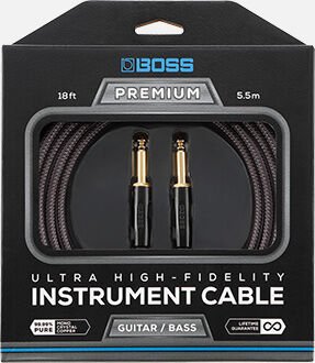 BOSS BIC-P18 Premium 18ft Instrument Cable - High-Fidelity SS Connectors for Guitar & Bass