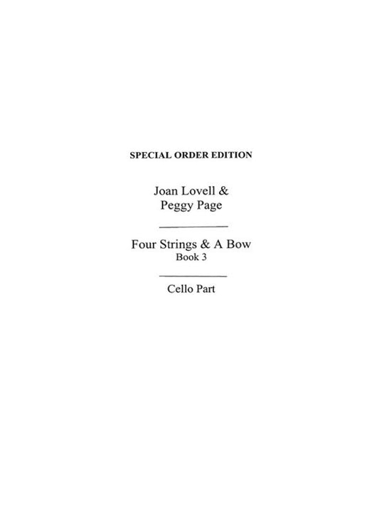 Lovell 4 Strings And A Bow Book 3 Cello Pt(Ar Book