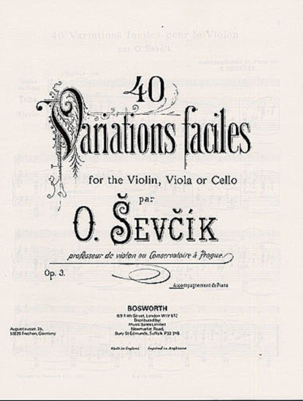 Sevcik 40 Variations Op 3 Piano Accompaniment (Softcover Book)