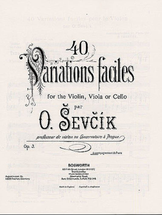 Sevcik 40 Variations Op 3 Piano Accompaniment (Softcover Book)