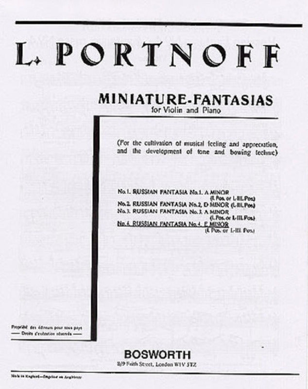 Portnoff - Russian Fantasy No 4 E Minor Violin/Piano (Softcover Book)