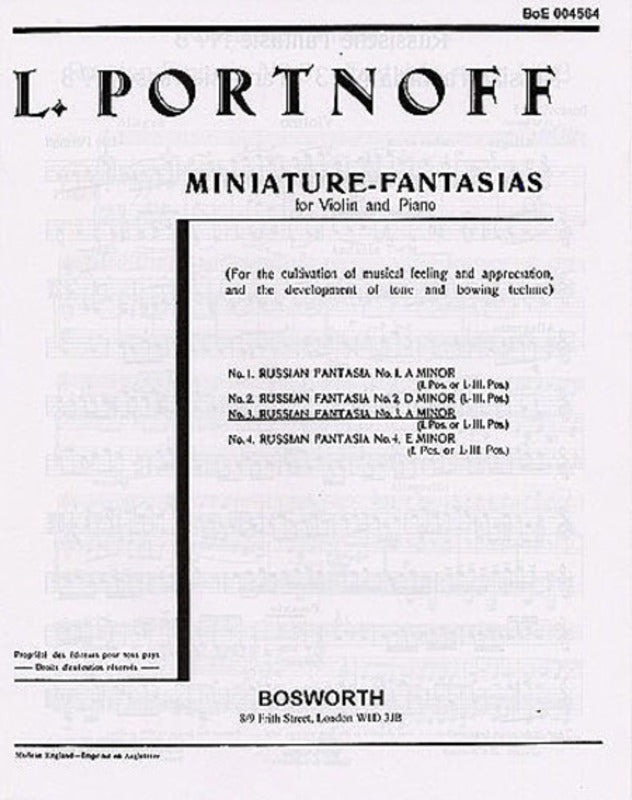 Portnoff - Russian Fantasia No 3 Violn/Piano (Softcover Book)