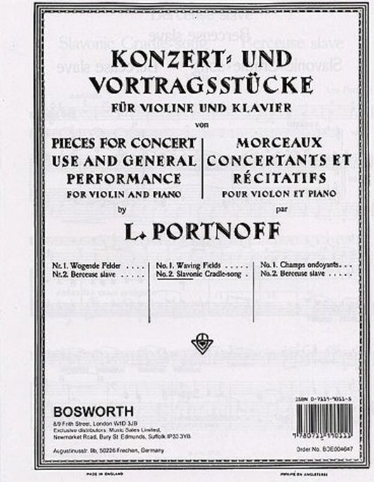 Slavonic Cradle Song For Violin And Piano Book